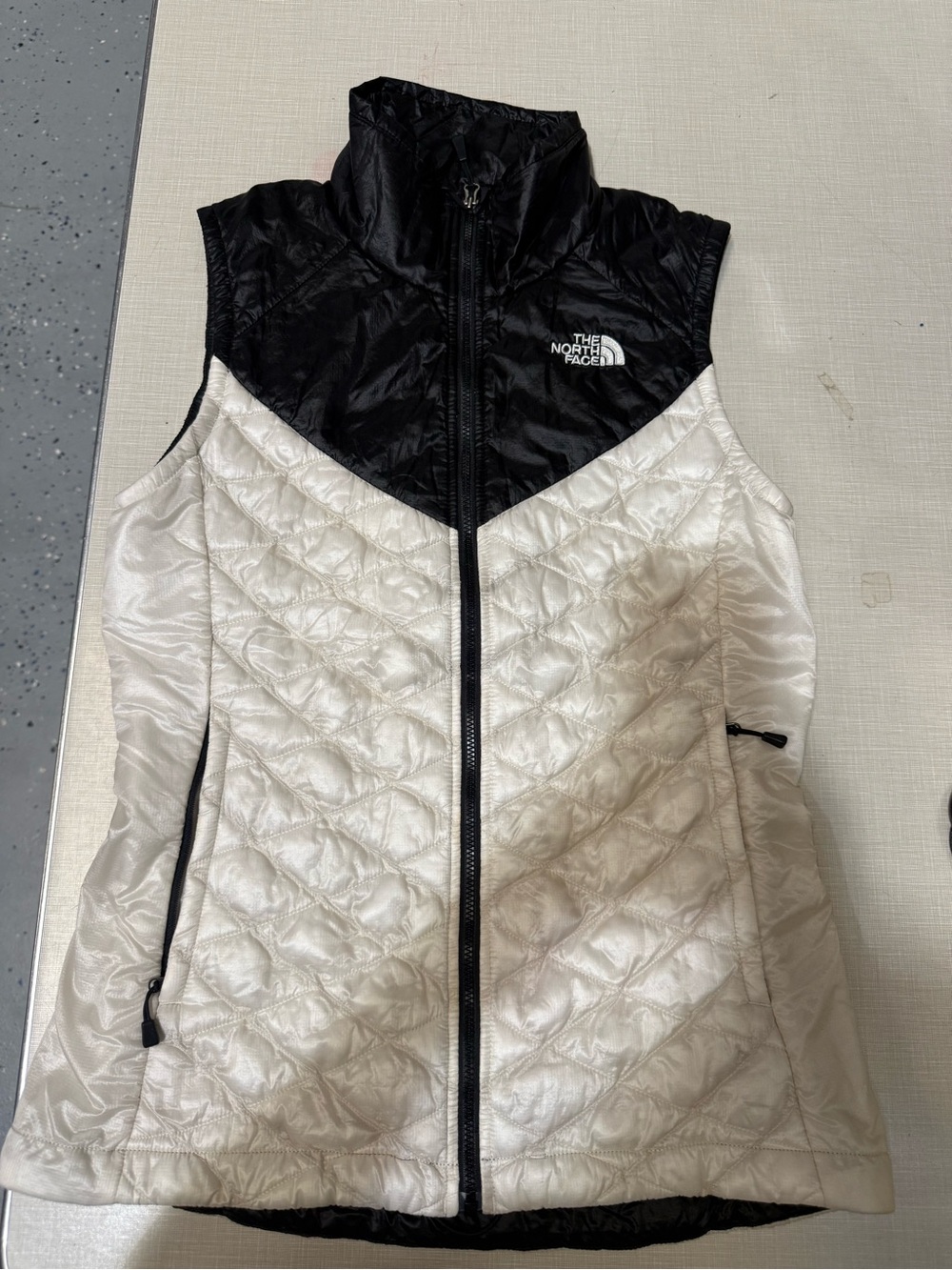 The North Face Black & Cream Quilted Insulated Vest